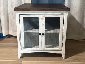 The Sanders Distressed Double Door Side End Table