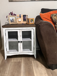 The Sanders Distressed Double Door Side End Table
